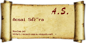 Acsai Sára névjegykártya